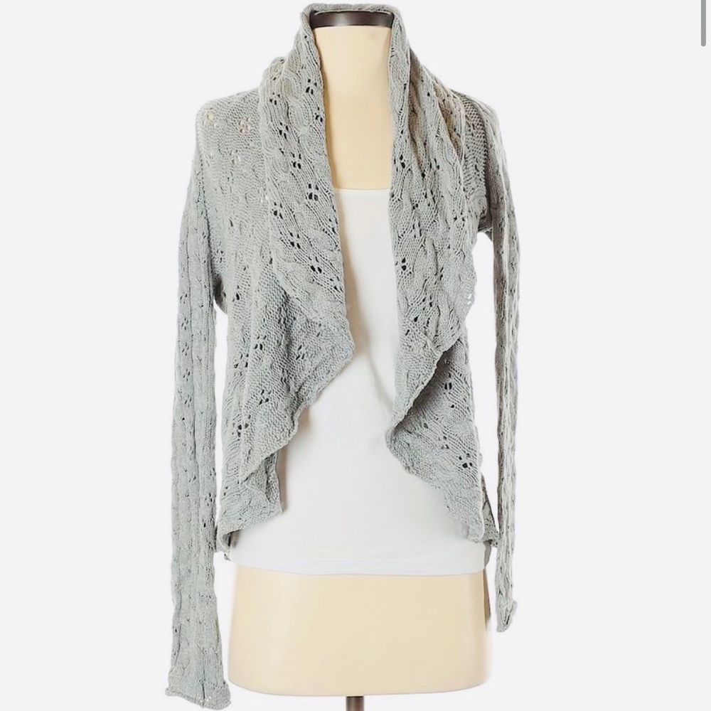 Cotton By Autumn Cashmere Pointelle Drape Cardigan Exclusive: BG Piece Size M